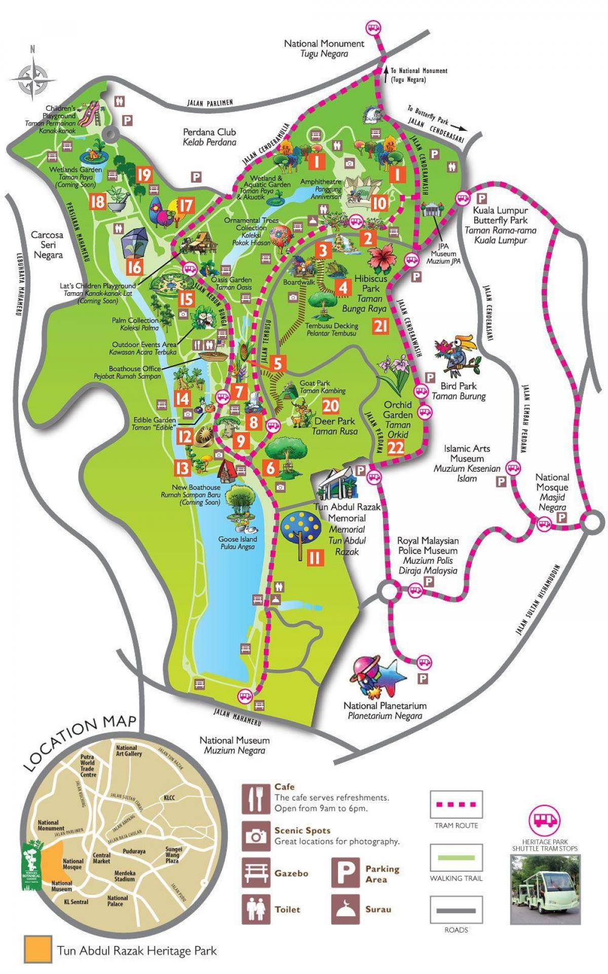 Map of perdana botanical garden