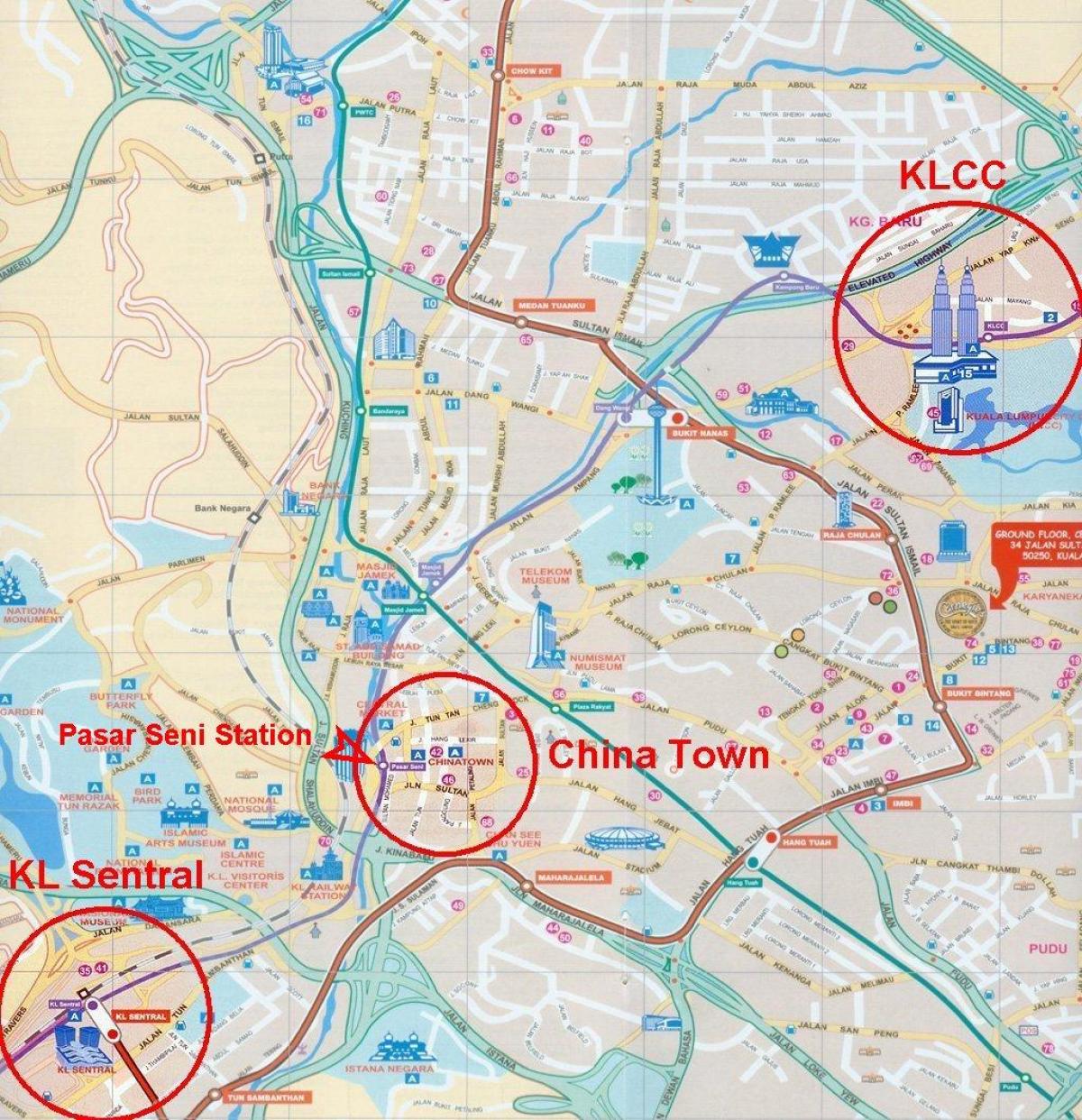 chinatown in kuala lumpur map